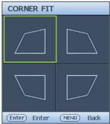 CORNER FIT Enter Enter MENU Back