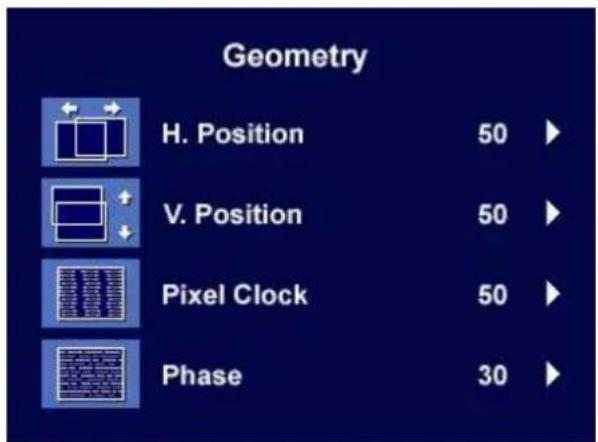 BENQ FP71W - Geometry sub menu - 1