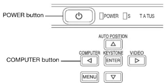 POWER button POWER S TATUS AUTO POSITION COMPUTER button COMPUTER KEYSTONE VIDEO ◀ ENTER MENU ▼