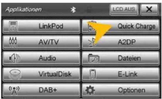 Applicationen LinkPod Quick Charge AV/TV A2DP Audio Dateien VirtualDisk E-Link DAB+ Optionen