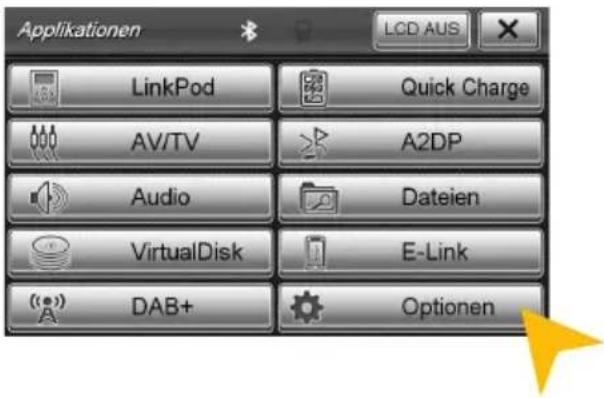 Applicationen LinkPod Quick Charge AV/TV A2DP Audio Dateien VirtualDisk E-Link DAB+ Optionen