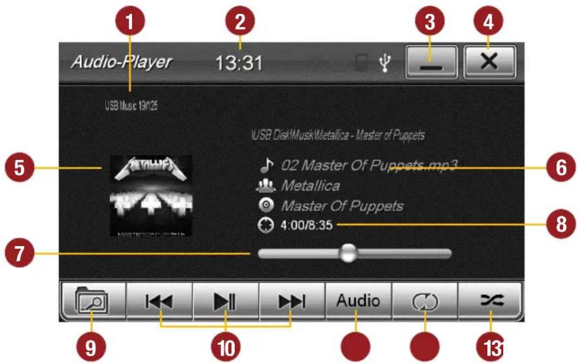 Audio-Player 13:31 USB Music 19/125 USB Disk\Musik\Metallica - Master of Puppets 02 Master Of Puppets.mp3 Metallica Master Of Puppets 4:00/8:35 6 7 9 10 Audio 13