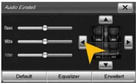 Audio Einstell. Bass Mitte Hitan Default Equalizer Erweitert