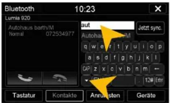 Bluetooth 10:23 Lumia 920 Autohaus barth/M Normal 072534977 aut Jetzt sync. Autohaus barth/M q w e r t y u i o p a s d f g h j k l CAP z x c v b n m ← 12# Enter Tastatur Kontakte Anruisten Geräte
