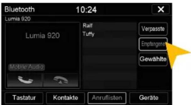 Bluetooth 10:24 Lumia 920 Lumia 920 Mobile Audio Ralf Tuffy Verpasste Empfangene Gewählte Tastatur Kontakte Anruflisten Geräte
