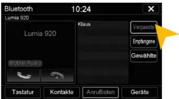 Bluetooth 10:24 Lumia 920 Lumia 920 Mobile Audio Klaus Verpasste Empfangene Gewählte Tastatur Kontakte Anruflisten Geräte