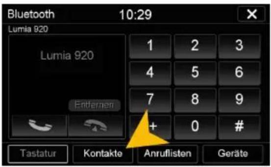 Bluetooth 10:29 Lumia 920 Lumia 920 Entfernen 1 2 3 4 5 6 7 8 9 + 0 # Tastatur Kontakte Anruflisten Geräte