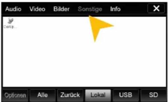 Audio Video Bilder Sonstige Info Casp... Optionen Alle Zurück Lokal USB SD