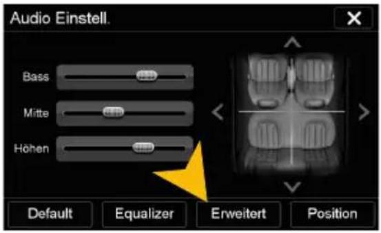 Audio Einstell. Bass Mitte Höhen Default Equalizer Erweitert Position
