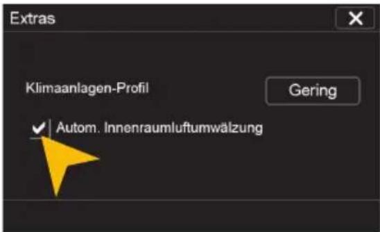 Extras Klimaanlagen-Profil Gering ✓ Autom. Innenraumluftumwälzung