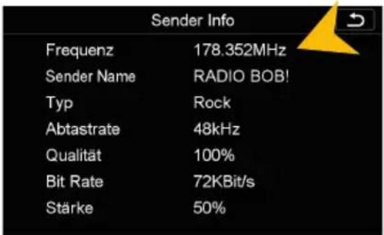 Sender Info Frequenz 178.352MHz Sender Name RADIO BOB! Typ Rock Abtastrate 48kHz Qualität 100% Bit Rate 72KBit/s Stärke 50%