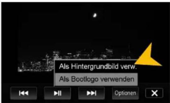 Als Hintergrundbild verw. Als Bootlogo verwenden Optionen