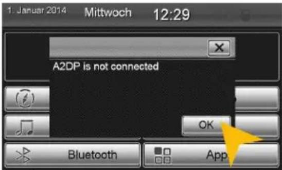 1. Januar 2014 Mittwoch 12:29 A2DP is not connected OK Bluetooth App