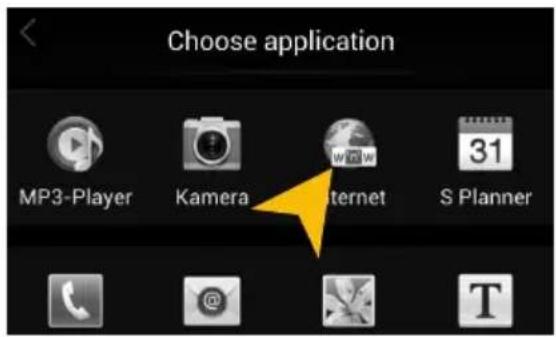 Choose application MP3-Player Kamera Internet S Planner