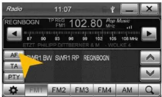 Radio 11:07 REGNBOGN TP REG 102.80 Pop Music FM1 MHz 87 90 93 96 99 102 105 106 MHz ETZT PHILIPP DITTBERNER & M - WOLKE 4 AF SWR1 BW SWR1 RP REGNBOGN TA PTY FM1 FM2 FM3 FM4 AM