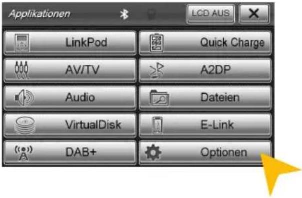 Applicationen LinkPod Quick Charge AV/TV A2DP Audio Dateien VirtualDisk E-Link DAB+ Optionen