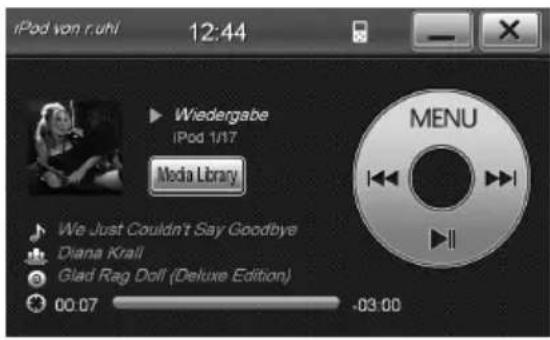 iPod von r.uhi 12:44 Wiedergabe iPod 1/17 Media Library We Just Couldn't Say Goodbye Diana Krall Glad Rag Doll (Deluxe Edition) 00:07 -03:00 MENU