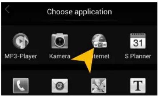 Choose application MP3-Player Kamera Internet S Planner