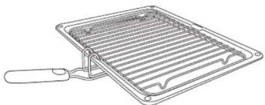 Line drawing of a rectangular grater with a handle, no text or symbols present
