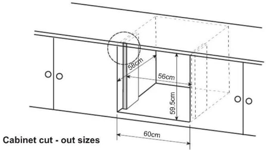 58cm 56cm 59.5cm 60cm Cabinet cut - out sizes