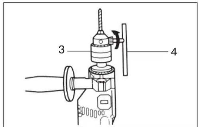 Technical diagram of a mechanical device with labeled parts 3 and 4