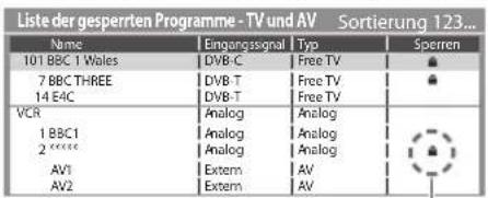 PANASONIC Viera TX-L37EW30S - Wählen Sie den zu sperrenden Kanal / Eingang - 1