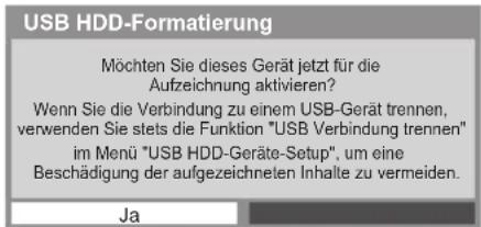 PANASONIC Viera TX-L32ETN53 - Bestätigung, um die USB-Festplatte für die Aufzeichnung zu aktivieren - 1