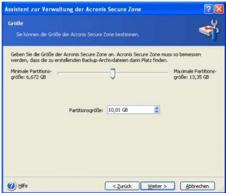 ACRONIS True Image 9.1 Server - Größe der Acronis Secure Zone verändern - 1