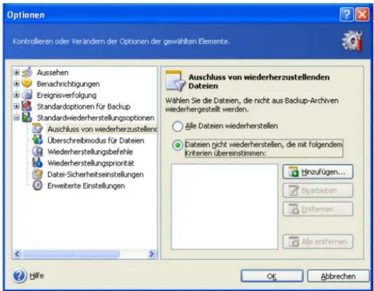 ACRONIS True Image 9.1 Server - Wiederherstellungsoptionen - 1