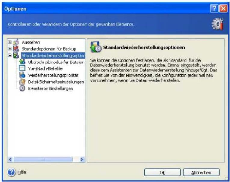 ACRONIS True Image 9.0 Home - Wiederherstellungsoptionen - 1