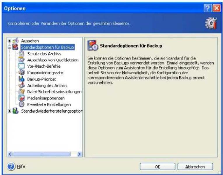 ACRONIS True Image 9.0 Home - Einstellung von Backup-Optionen - 1