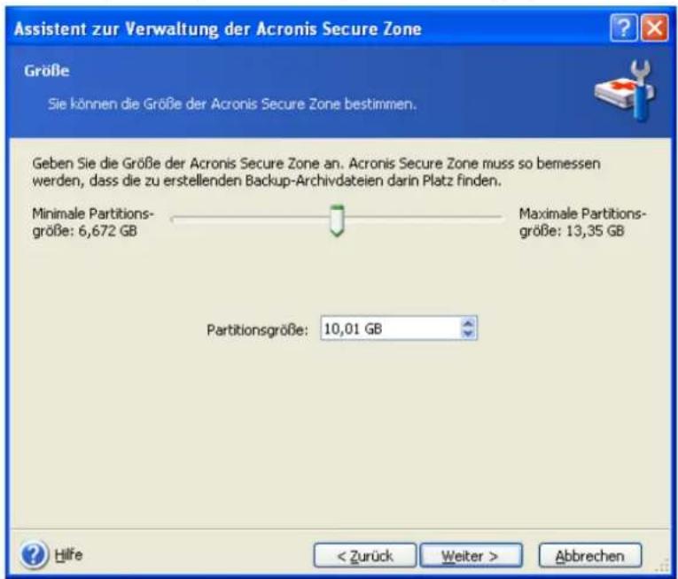 ACRONIS True Image 9.0 Home - Größe der Acronis Secure Zone verändern - 1