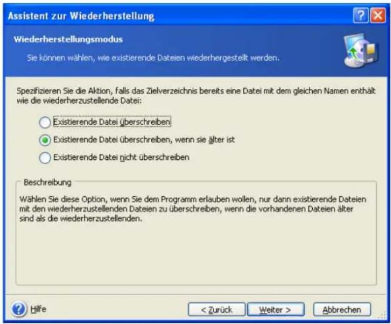ACRONIS True Image 9.0 Home - Wiederherstellung von Dateien und Verzeichnissen aus Datenarchiven - 8