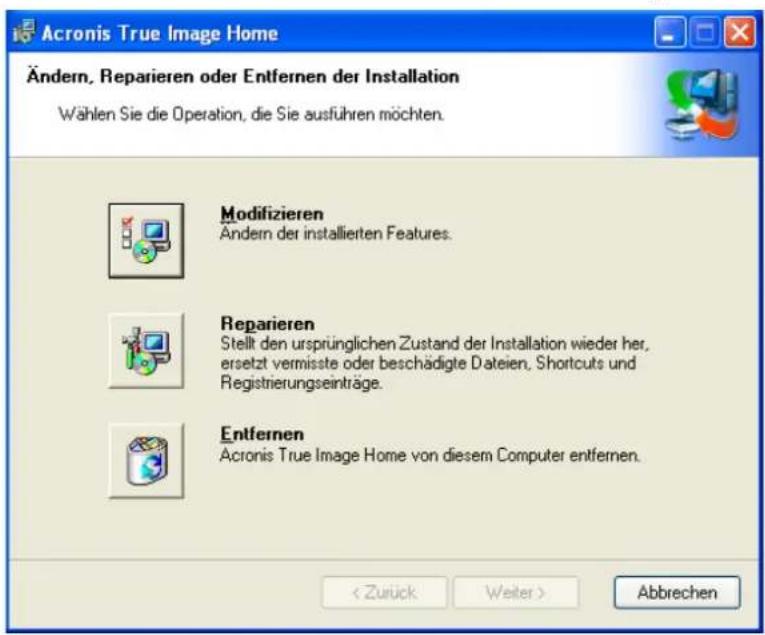 ACRONIS True Image 9.0 Home - Modifizieren, Reparieren oder Entfernen - 1