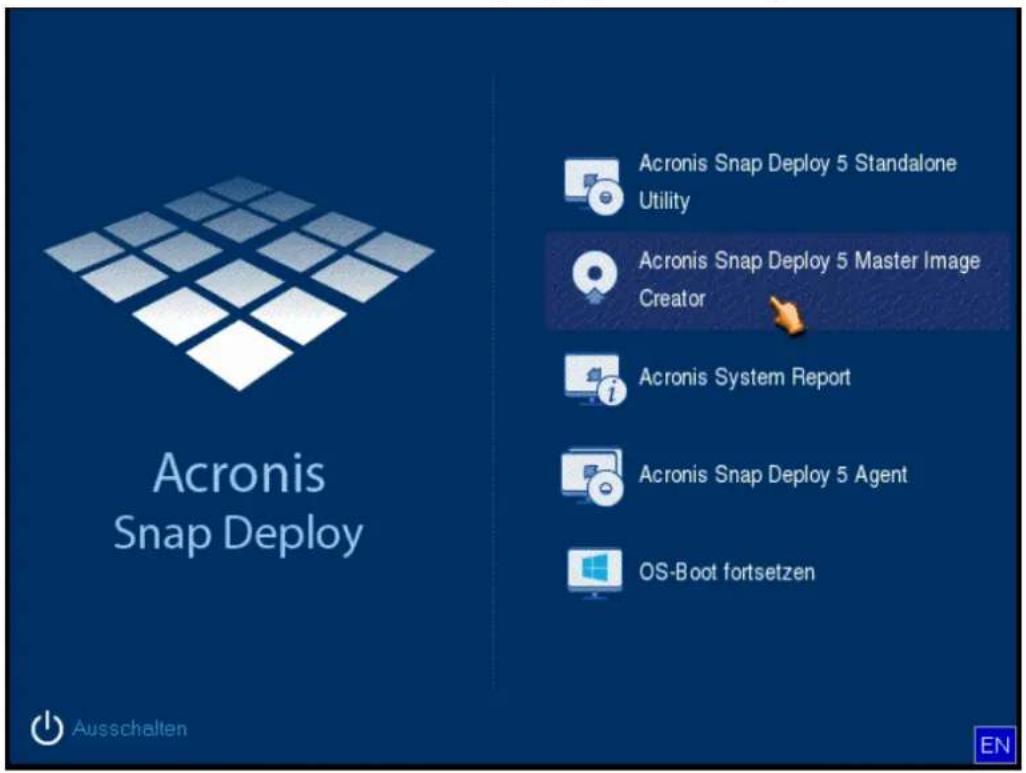 ACRONIS Snap Deploy 5 Update 2 - Schri 4. Erstellen eines Master-Images - 1