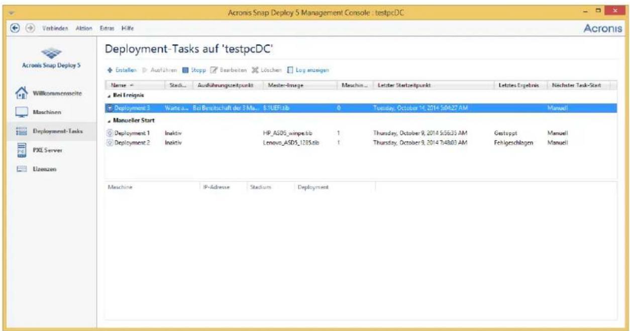 ACRONIS Snap Deploy 5 Update 2 - Aktionen mit Deployment-Tasks - 1