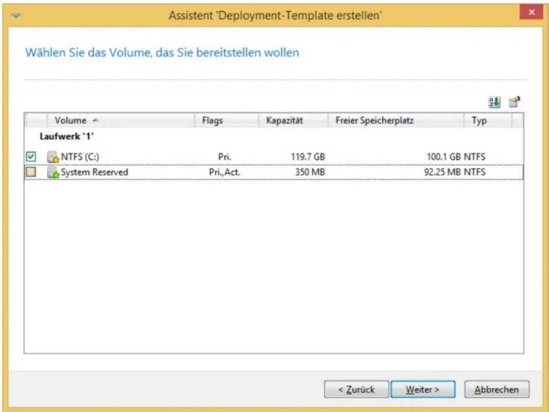 ACRONIS Snap Deploy 5 Update 2 - Auswahl eines Laufwerks oder Volumes - 2