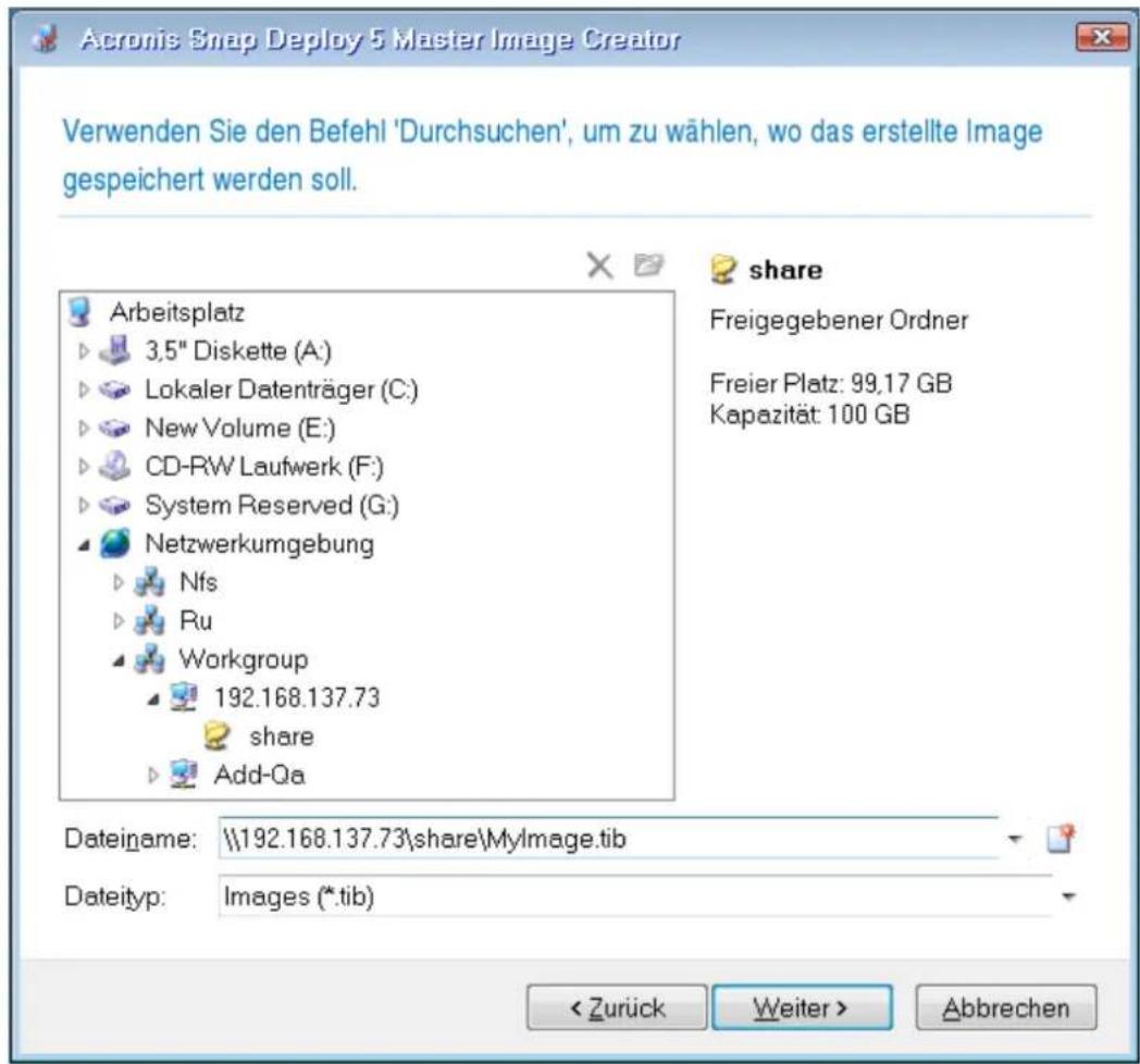 ACRONIS Snap Deploy 5 Update 2 - Image-Name und -Speicherort - 1