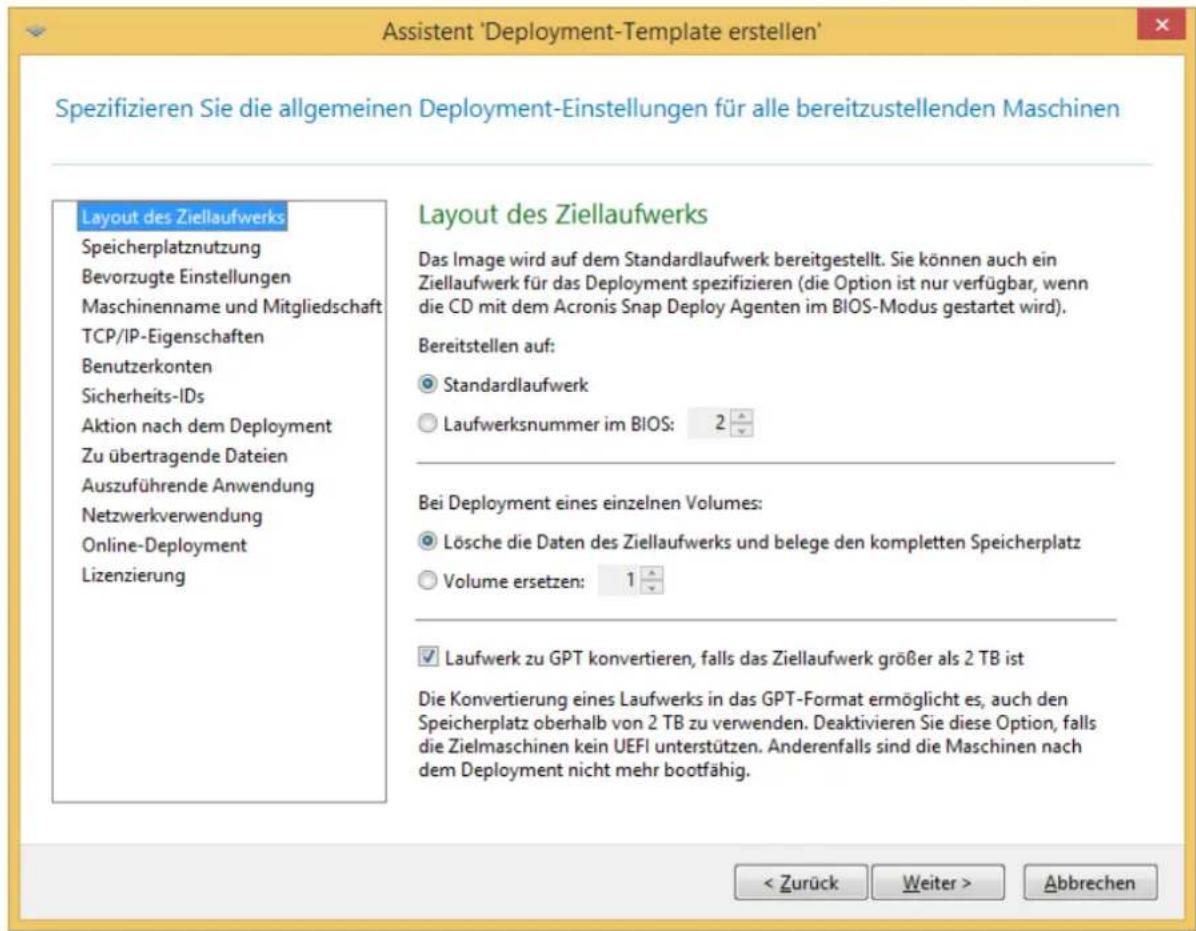 ACRONIS Snap Deploy 5 Update 2 - Layout des Ziellaufwerks - 1