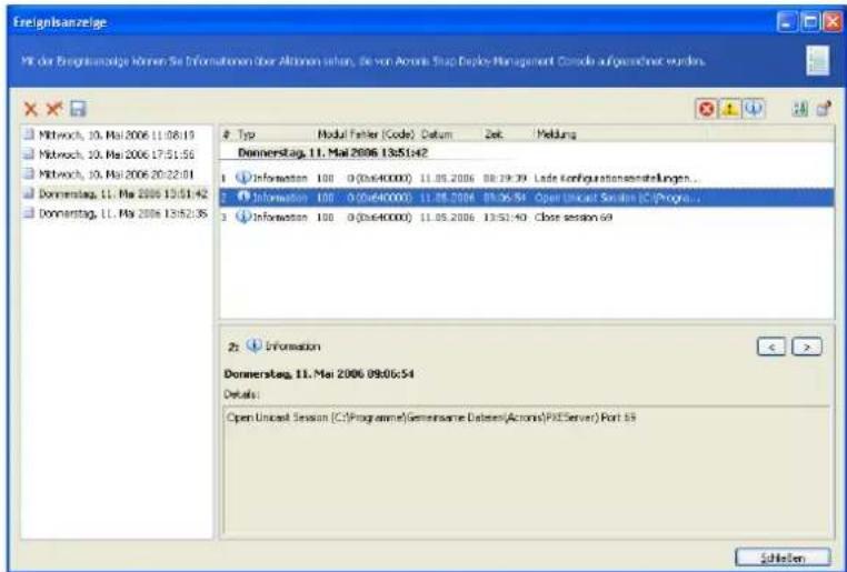 ACRONIS Snap Deploy 2 - Ereignisanzeige - 2