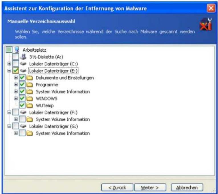 ACRONIS Power Utilities 2006 - Einstellungen für den Assistenten Malware Removal - 2