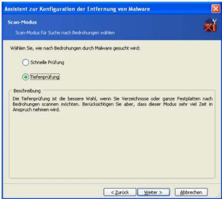 ACRONIS Power Utilities 2006 - Einstellungen für den Assistenten Malware Removal - 1