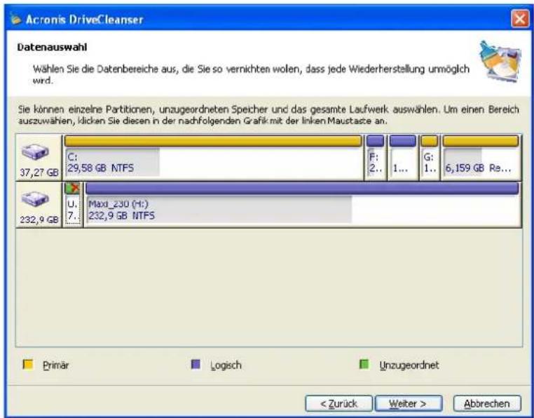 ACRONIS Power Utilities 2006 - Auslöschen von Partitionen oder Festplatten - 2