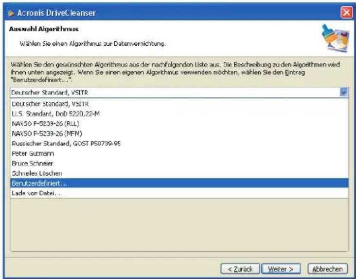 ACRONIS DriveCleanser - Erstellen eigener Methoden - 1