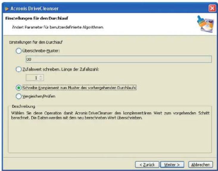ACRONIS DriveCleanser - Operation/Aktion  Muster - 1