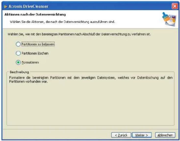ACRONIS DriveCleanser - Auswahl der Datenträger - 2