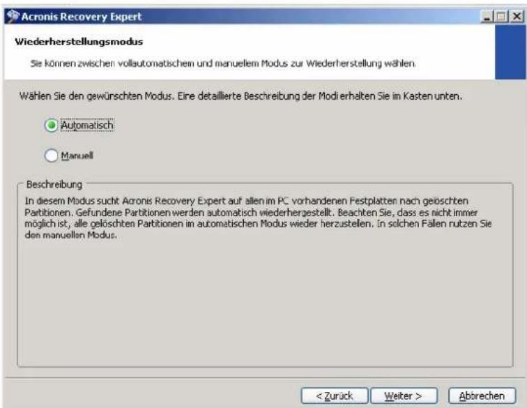ACRONIS Disk Director suite 9 - Automatische Wiederherstellung - 1