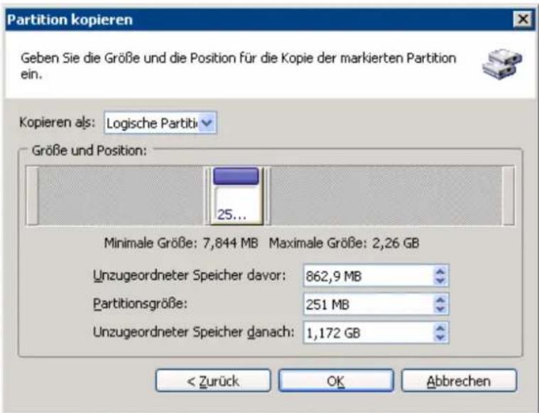 ACRONIS Disk Director suite 9 - Eine Partition auf unzugeordneten Speicherplatz kopieren - 4