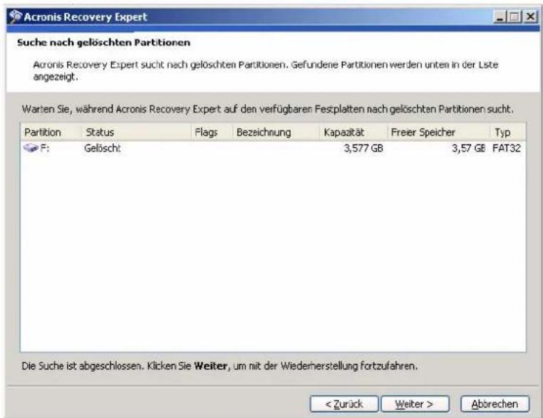 ACRONIS Disk Director suite 9 - Liste der gefundenen Partitionen - 3