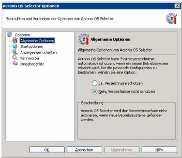 ACRONIS Disk Director suite 9 - Allgemeine Optionen - 2